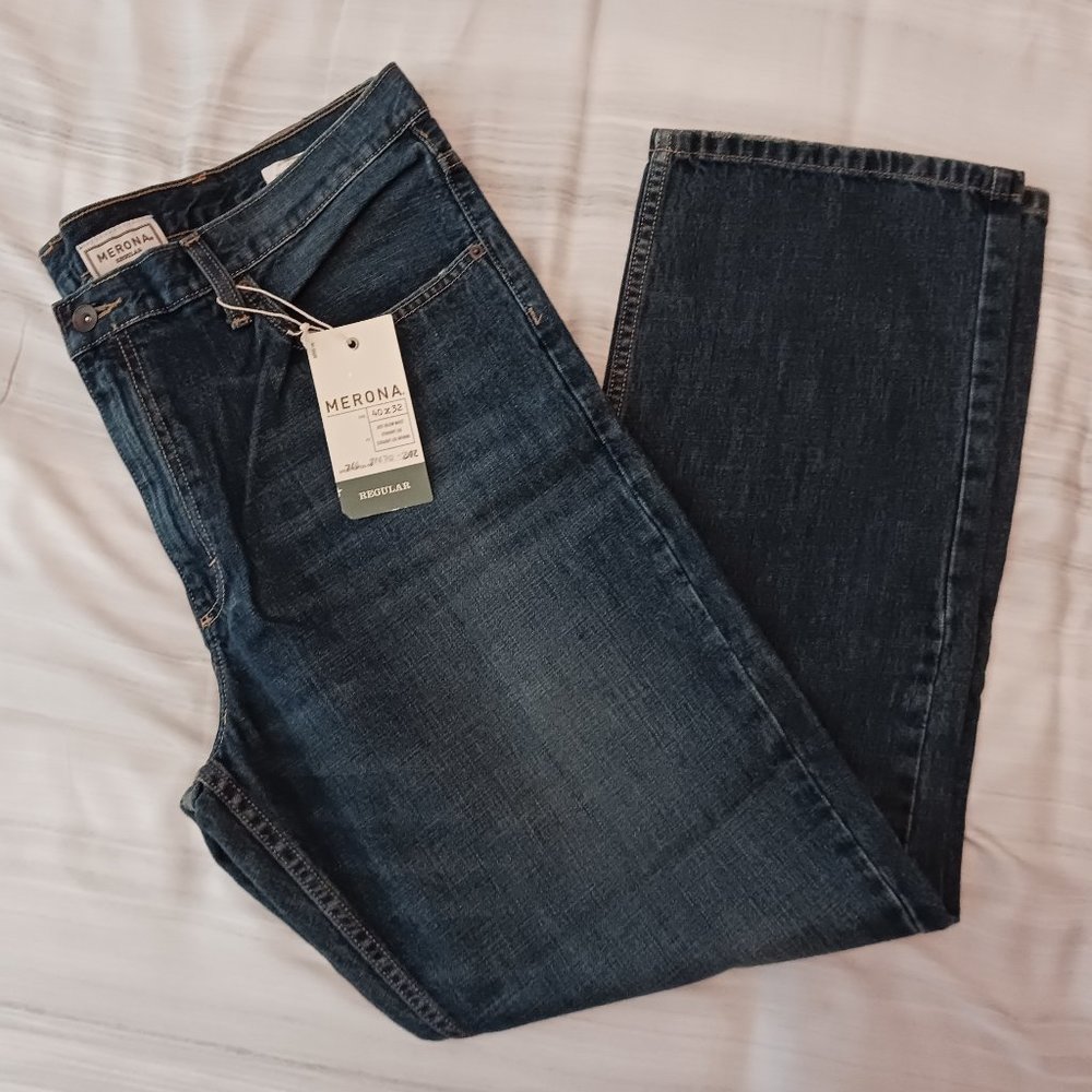 Men's Dark Rinse Jeans - 40 W x 32 L Merona - Regular Fit